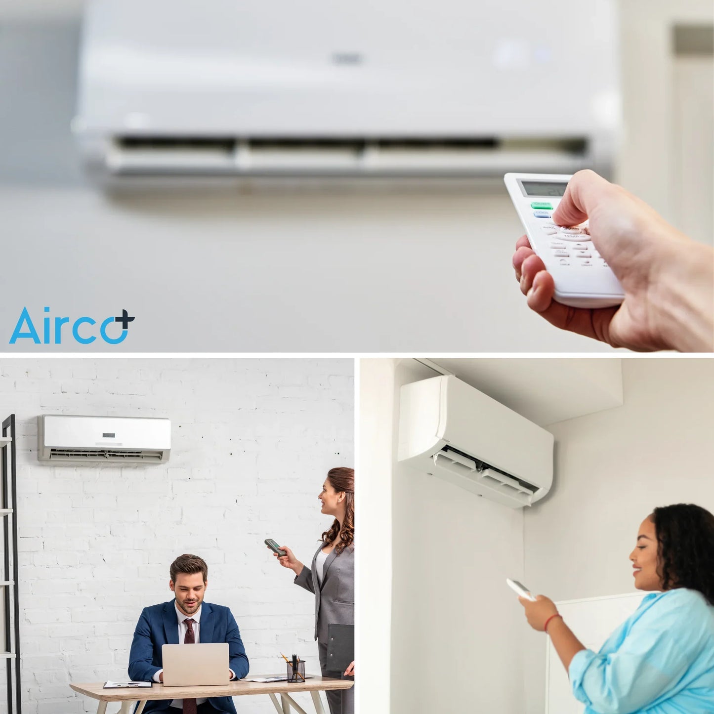 Airco bedrijfsairconditioning met afstandsbediening in kantooromgeving en thuisgebruik