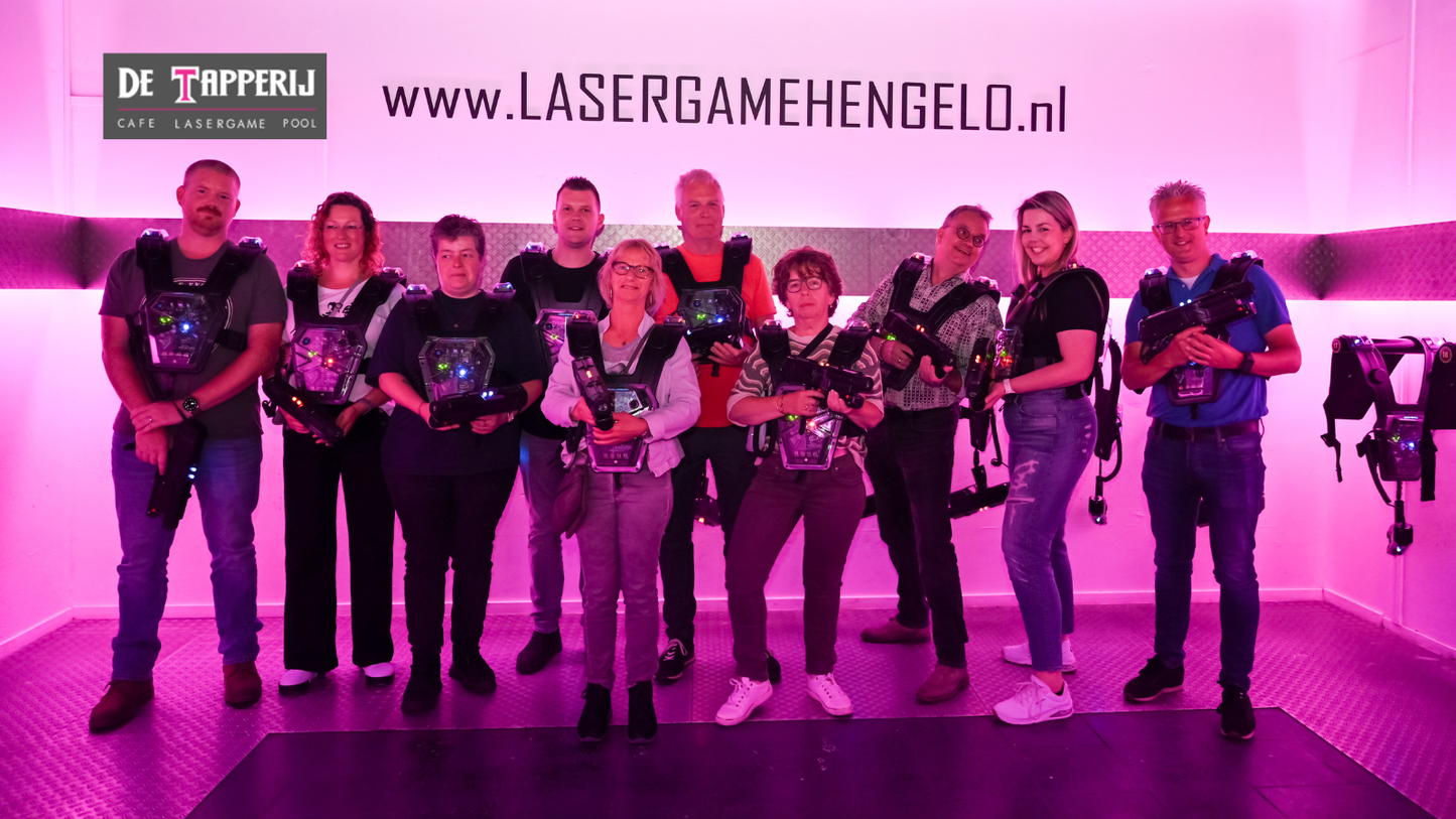HET ULTIEME ALL-IN BEDRIJFSUITJE: EIGEN BAR, 4 UUR DRINKEN, 2X LASERGAMEN & BUFFET VOOR €80,- P.P.